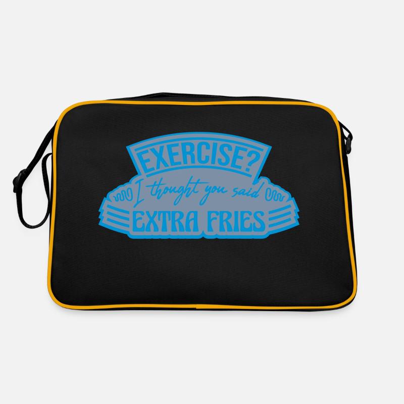 Exercise Extra Fries Zitat Retro Tasche