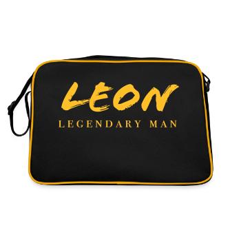 LEON legendary man Claim Marke | Vectorgraphic - Retro Tasche - Schwarz/Gold - Hinten
