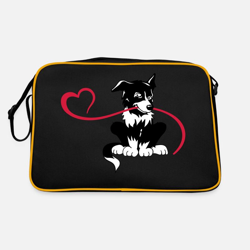 Bordercollie Love - Retro Tasche - Schwarz/Gold