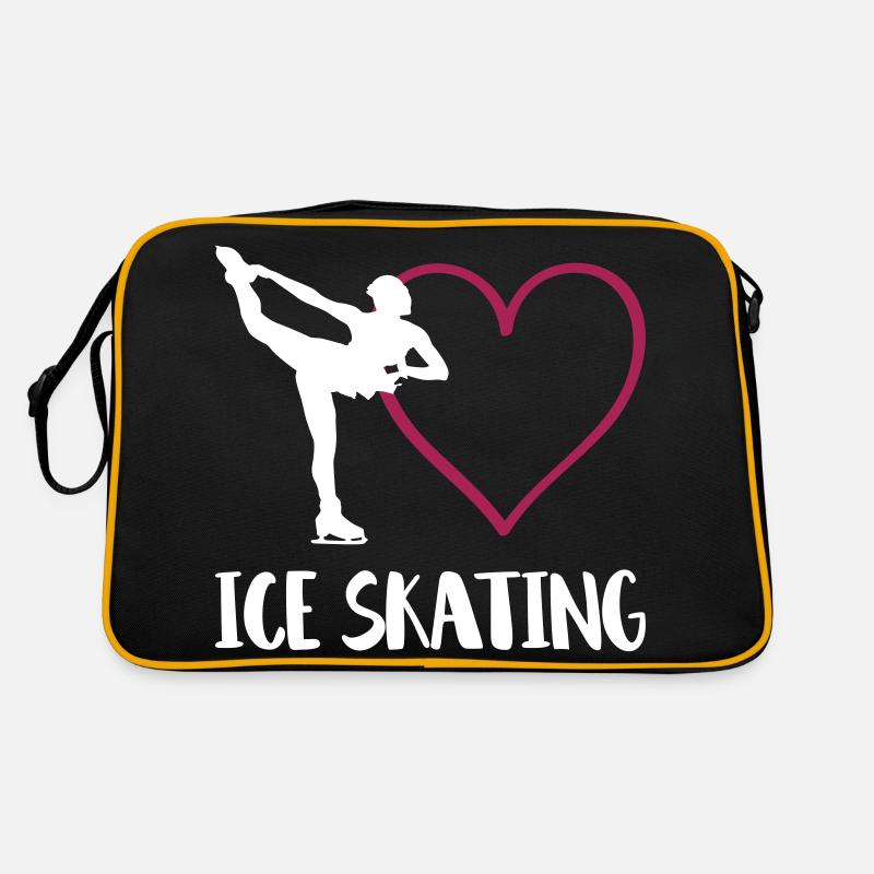 Ich liebe ice skating eiskunstlauf herz Retro Tasche