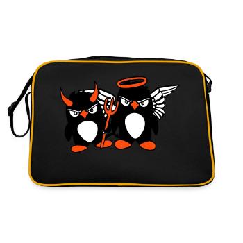 2 Penguins Angel Devil Evil Good Sky Hell Cool - Retro Bag - black/gold - Back