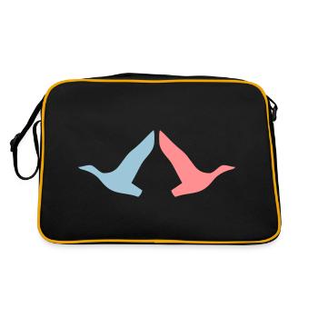 ★ Couleurs de conception modifiables ★ Deux oiseaux en vol - Sac Retro - noir/or - Dos