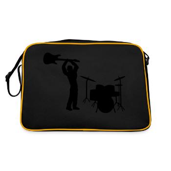 Bandleader Gitarrist Schlagzeug - Retro Tasche - Schwarz/Gold - Hinten