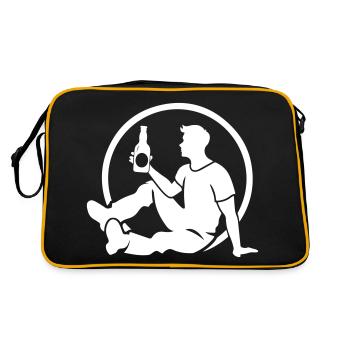 Bottle of Beer Drinking Silhouette - Retro Bag - black/gold - Back