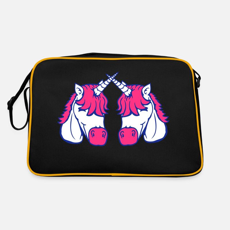 2 Einhörner Team Paar Hörner Freunde Begrüßen Süß Retro Tasche