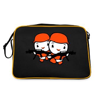 2 canards soldat soldat soldat professionnel casque pistolet courses - Sac Retro - noir/or - Dos