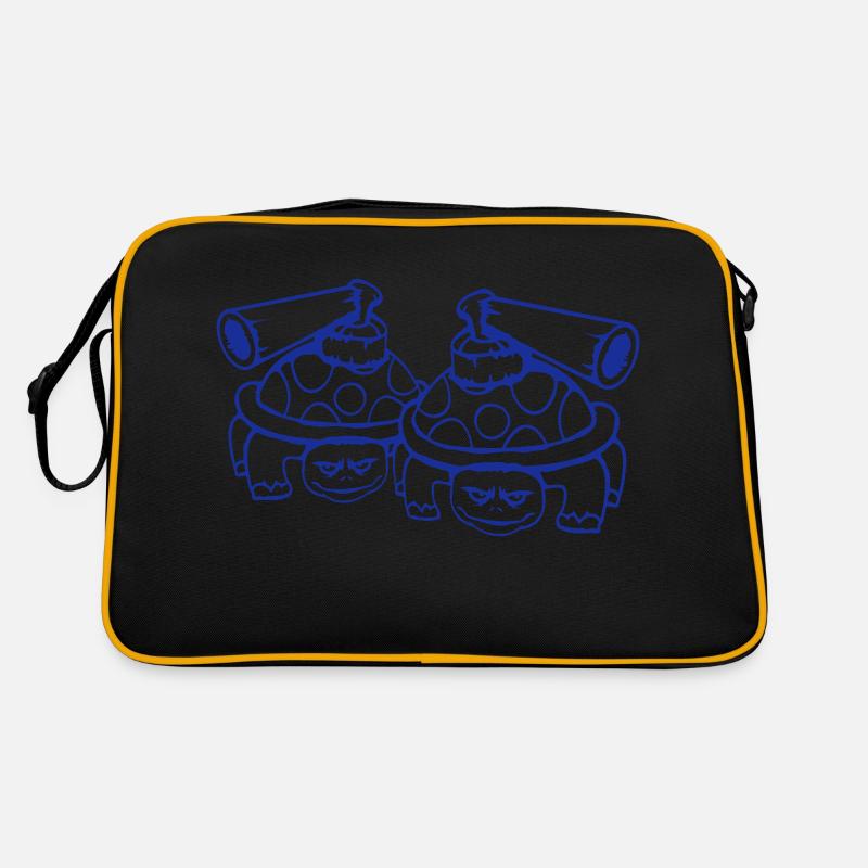 2 Schildkröten Panzer Waffe schießen Krieg Angriff Retro Tasche