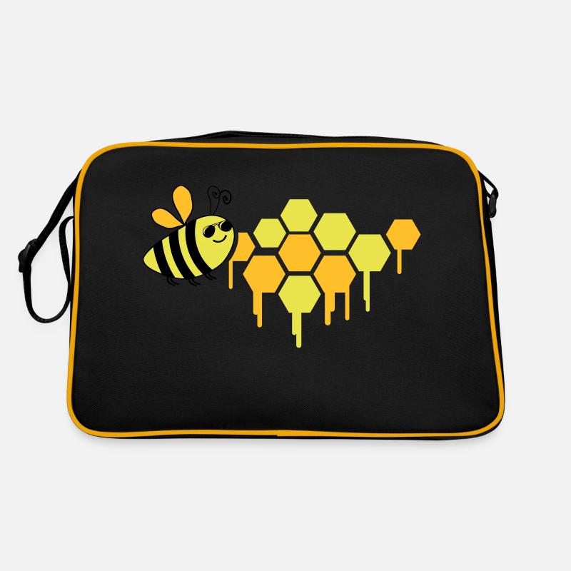 abeille en nid d’abeille - Sac Retro - noir/or