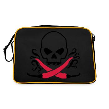 Chilli skull - Retro Tasche - Schwarz/Gold - Hinten