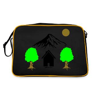 Montagnes de cabane paysagère - Sac Retro - noir/or - Dos