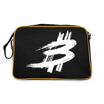 Bitcoin Symbol Grunge Drawing Logo Motif Vector - Retro Bag - black/gold - Back