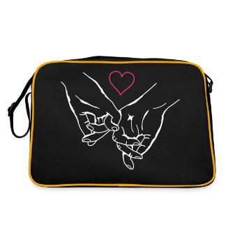 Hands Holding Love Heart - Retro Bag - black/gold - Back