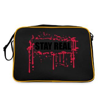rahmen umrandung stay real rot blut graffiti sprit - Retro Tasche - Schwarz/Gold - Hinten