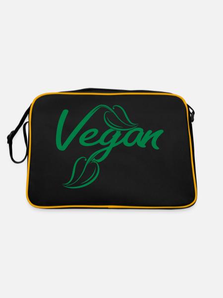 Vegan - Retro Tasche - Schwarz/Gold - Hinten