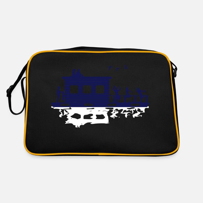 Hausboot Spiegelung Retro Tasche