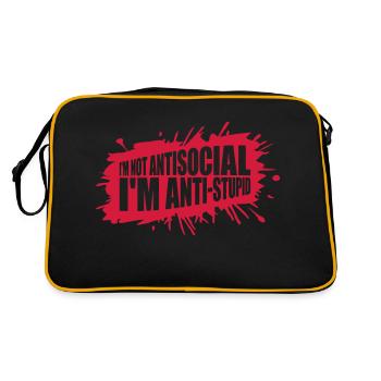 not antisocial anti stupid - Retro Tasche - Schwarz/Gold - Hinten