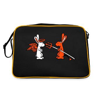 Rabbit Angel Conscience Devil Demon Evil Satan Hell - Retro Bag - black/gold - Back