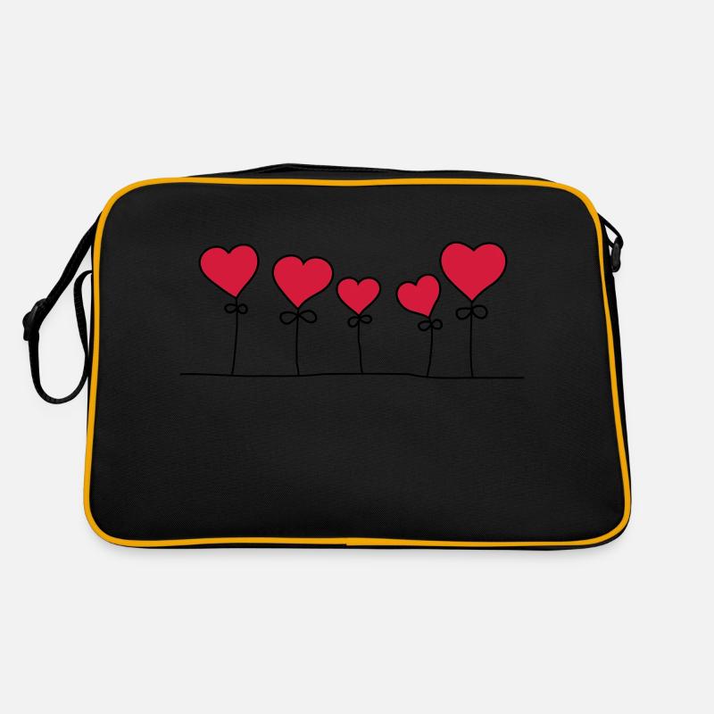 Herzen - Retro Tasche - Schwarz/Gold