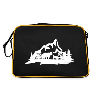 OURS OURS ANIMAUX NATURE FAUNE FORÊT MONTAGNE MOTIF - Sac Retro - noir/or - Dos