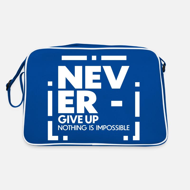 Never give up nothing is impossible Retro Tasche