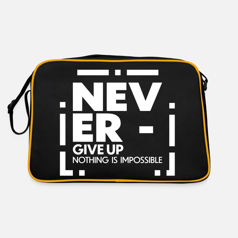 Never give up nothing is impossible Retro Tasche