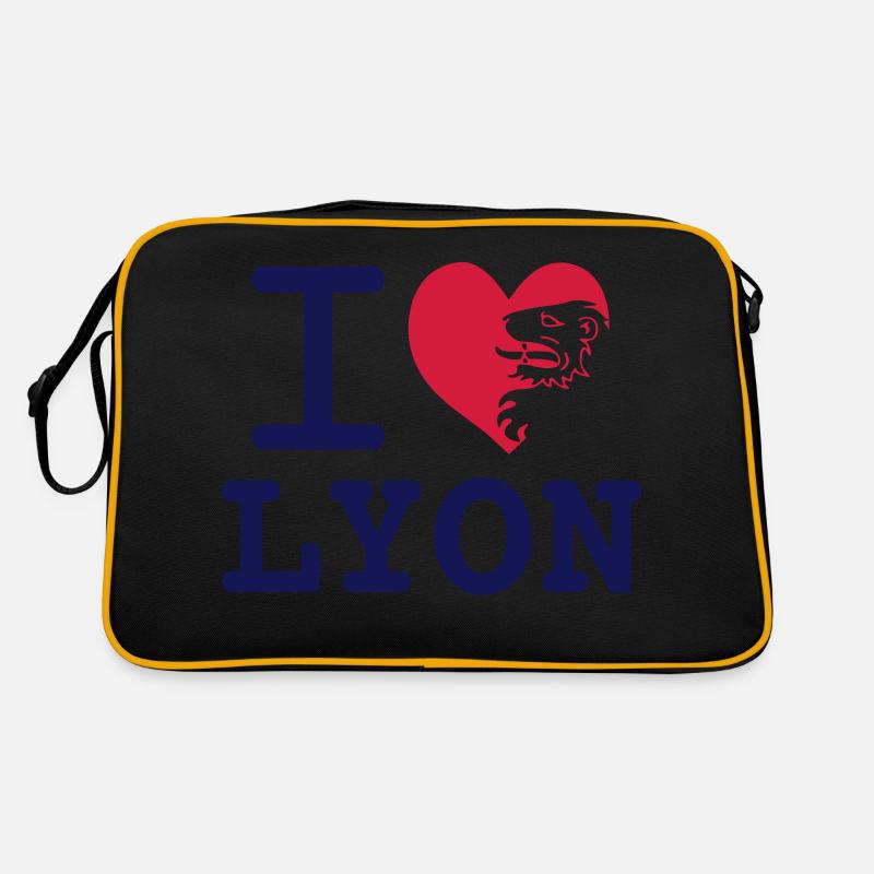 Ich liebe Lyon - Retro Tasche - Schwarz/Gold
