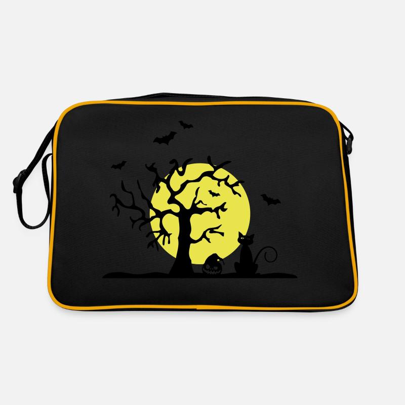 Halloween - Katze und Baum Retro Tasche
