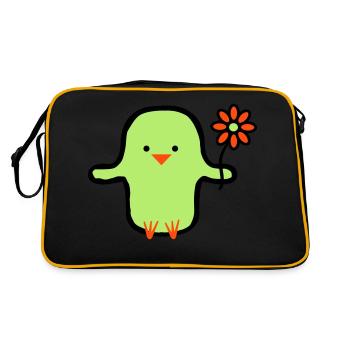 cute bird - Retro Tasche - Schwarz/Gold - Hinten