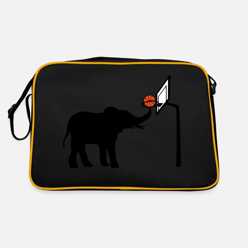 Basketball-playing elephant silhouette Retro Bag