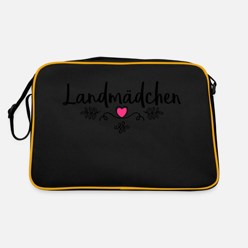 landmaedchen herz - Retro Tasche - Schwarz/Gold