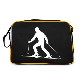 Skiing Skiing Man Silhouette - Retro Bag - black/gold - Back