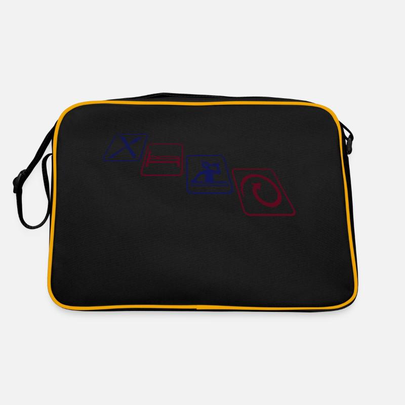 Eat Sleep Rave Repeat Essen Schlafen Raven Spruch - Retro Tasche - Schwarz/Gold