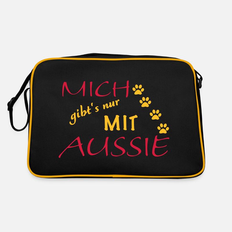 Mich gibts nur mit Aussie - Retro Tasche - Schwarz/Gold