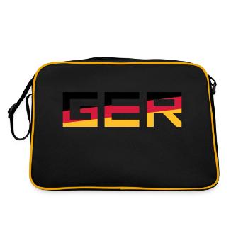 GER Team Germany Deutschland Farben Schwarz Rot Go - Retro Tasche - Schwarz/Gold - Hinten