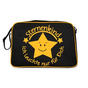 Stern Sternenkind SVG SabineVegan HerzAufShirt - Retro Tasche - Schwarz/Gold - Hinten