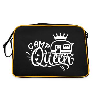 CAMP QUEEN Wohnwagen Camper Camping Geschenkidee - Retro Tasche - Schwarz/Gold - Hinten