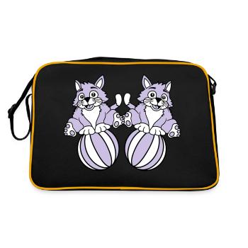 2 Cats Playing Ball Beach Ball Stand Fun Circus - Retro Bag - black/gold - Back