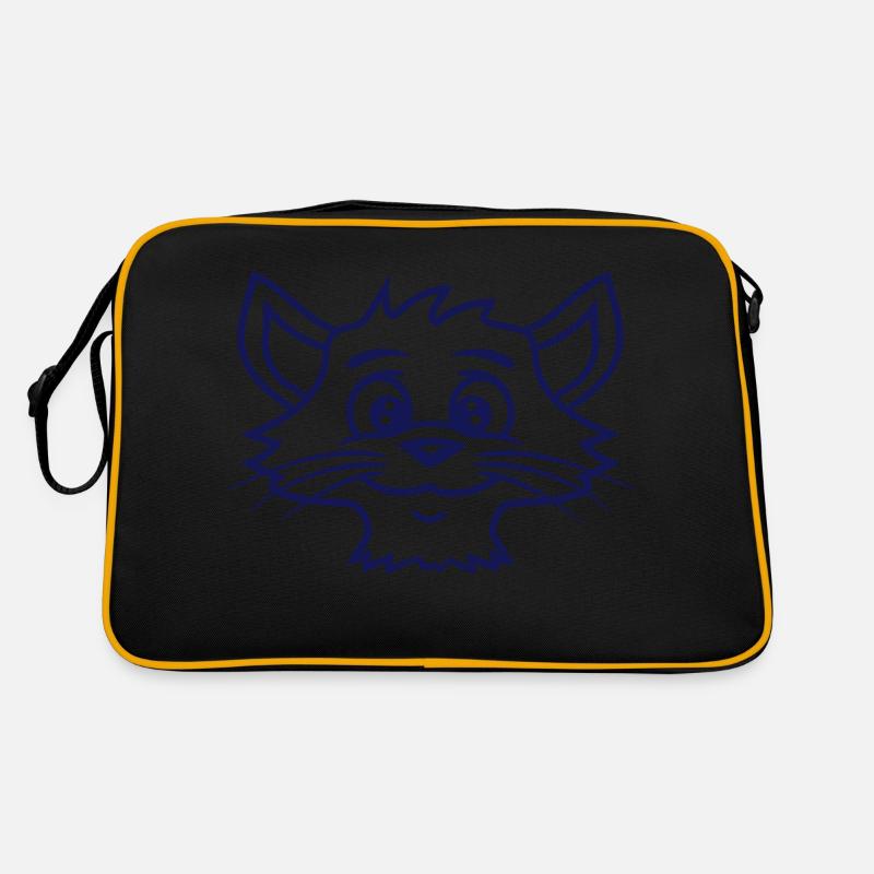 Hübsche Katze Guckt Glücklich Fröhlich Lächelnd Retro Tasche
