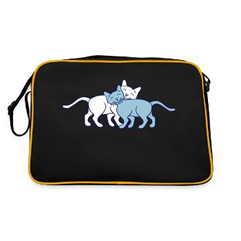 2 chats heureux couple amis câlins couple - Sac Retro - noir/or - Dos