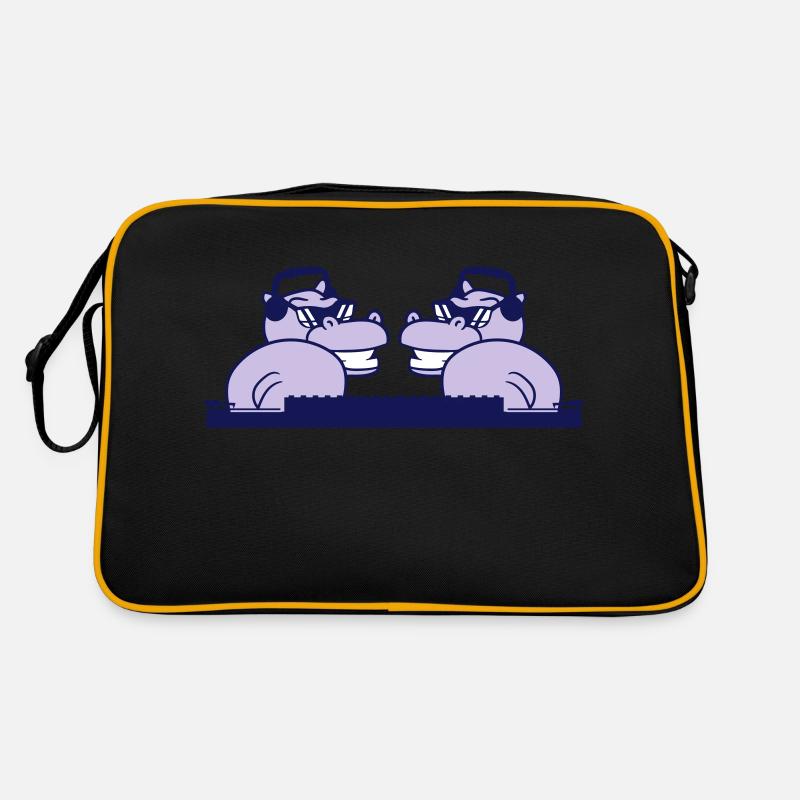 2 DJ Nilpferde Team Lustig Mischpult Freunde Party Retro Tasche