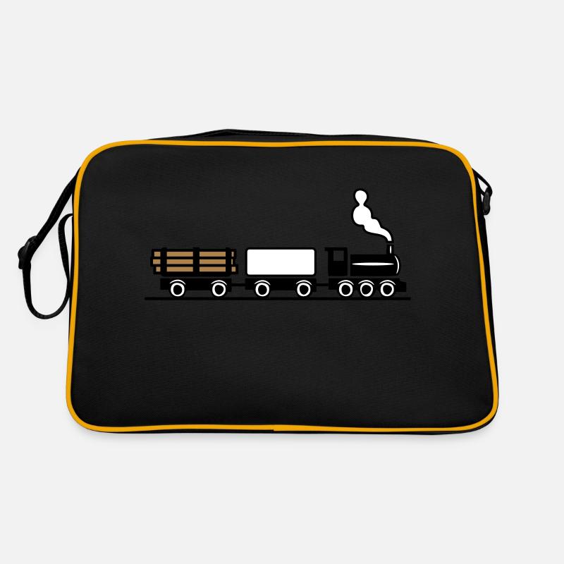 dampflok eisenbahn spielzeug güterzug - Retro Tasche - Schwarz/Gold