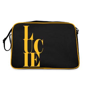 Lucie Surname First name Modern font Word Art - Retro Bag - black/gold - Back