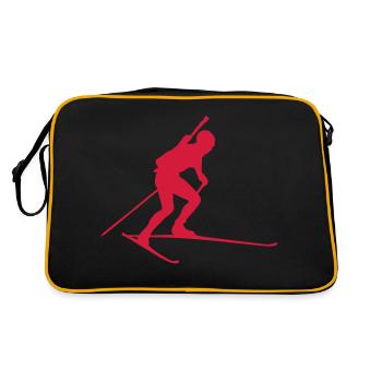 biathlon ski fond course silhouette1 - Sac Retro - noir/or - Dos
