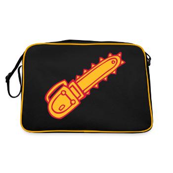 cartoon chainsaw chainsaw tool sawmill fun - Retro Bag - black/gold - Back