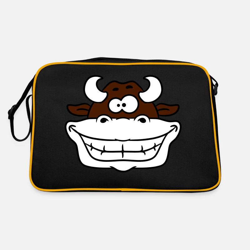 Crazy grinning cow Retro Bag