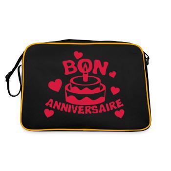 ajouter texte bon anniversaire gateau - Sac Retro - noir/or - Dos