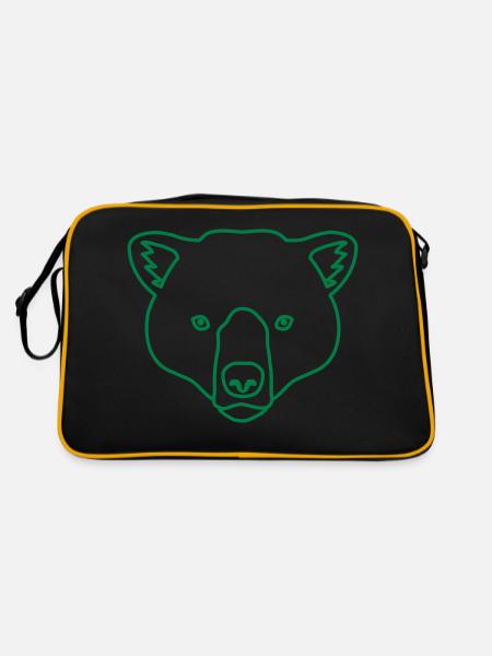 Grizzly Bear 1 color bear face - Retro Bag - black/gold - Back