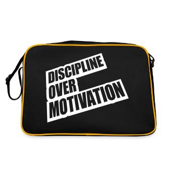 discipline over motivation Zitat - Retro Tasche - Schwarz/Gold - Hinten