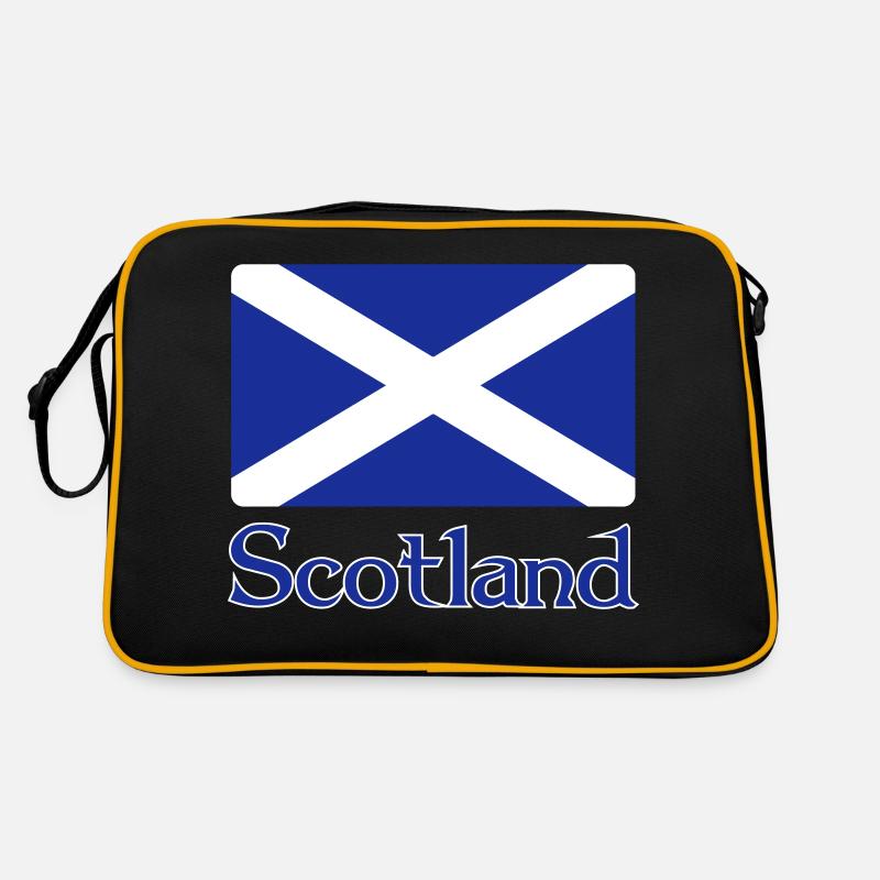 Schottland Flagge mit Text - Retro Tasche - Schwarz/Gold