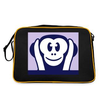 3 singes sages n’entendent rien Les sourds tiennent les oreilles au singe - Sac Retro - noir/or - Dos